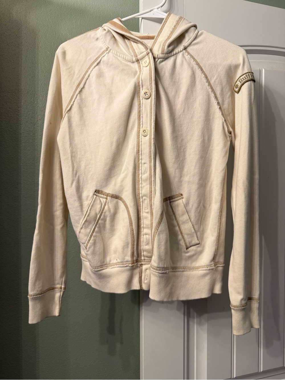 Ruff Hewn Cream Button-Front Hoodie Jacket